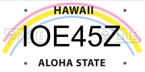 IOE45Z Hawaii License Plate