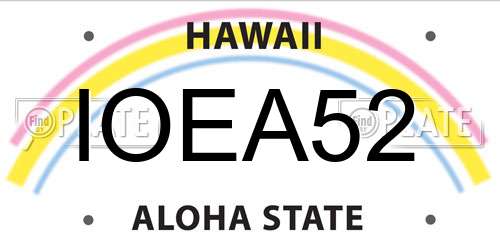 IOEA52 Hawaii License Plate