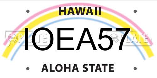 IOEA57 Hawaii License Plate