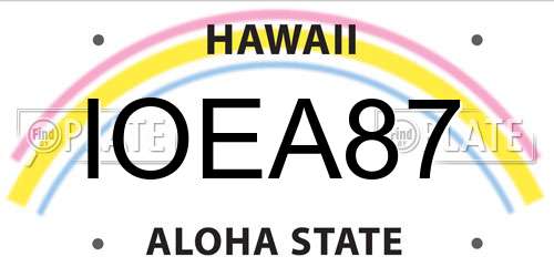 IOEA87 Hawaii License Plate