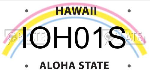 IOH01S Hawaii License Plate