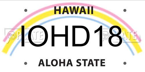IOHD18 Hawaii License Plate