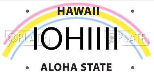 IOHIIII Hawaii License Plate