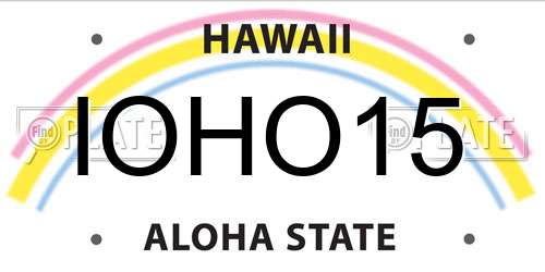 IOHO15 Hawaii License Plate