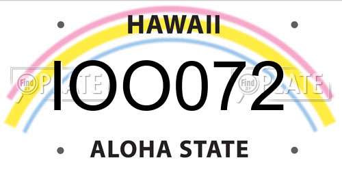 IOO072 Hawaii License Plate