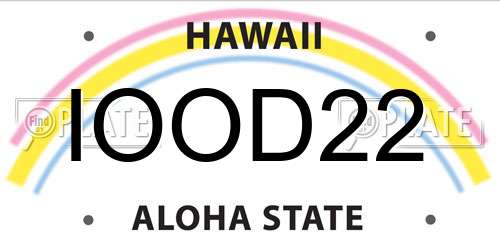 IOOD22 Hawaii License Plate