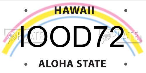IOOD72 Hawaii License Plate