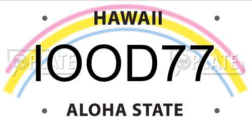 IOOD77 Hawaii License Plate
