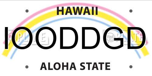 IOODDGD Hawaii License Plate