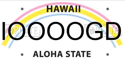 IOOOOGD Hawaii License Plate