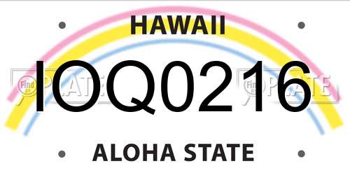 IOQ0216 Hawaii License Plate