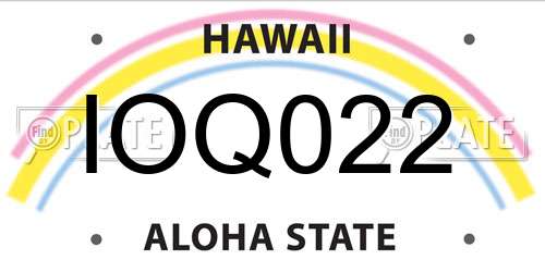 IOQ022 Hawaii License Plate