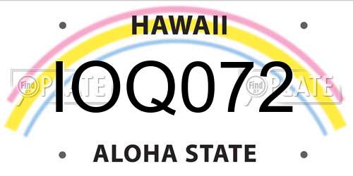 IOQ072 Hawaii License Plate