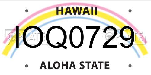 IOQ0729 Hawaii License Plate