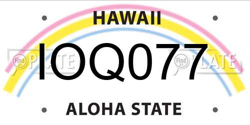 IOQ077 Hawaii License Plate