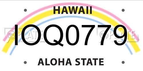 IOQ0779 Hawaii License Plate