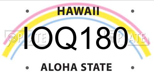 IOQ180 Hawaii License Plate