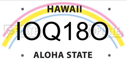IOQ18O Hawaii License Plate