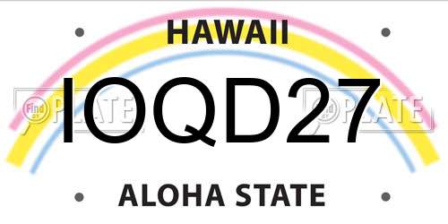 IOQD27 Hawaii License Plate