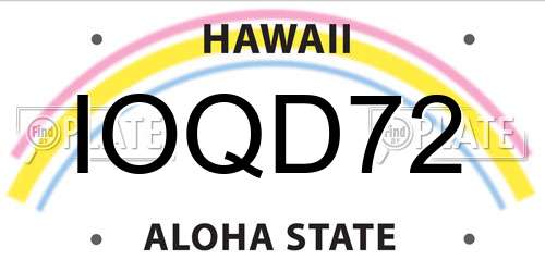 IOQD72 Hawaii License Plate