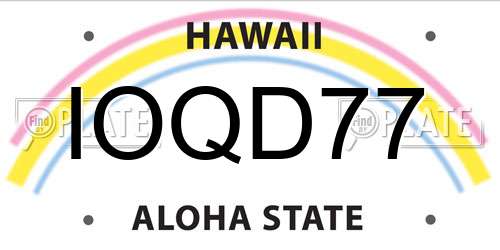IOQD77 Hawaii License Plate