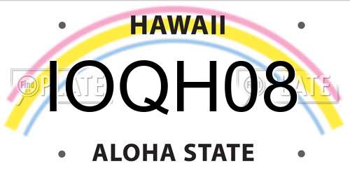 IOQH08 Hawaii License Plate