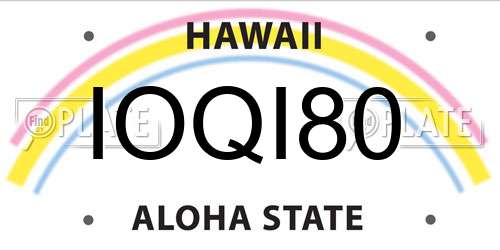 IOQI80 Hawaii License Plate