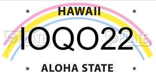 IOQO22 Hawaii License Plate