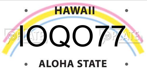 IOQO77 Hawaii License Plate