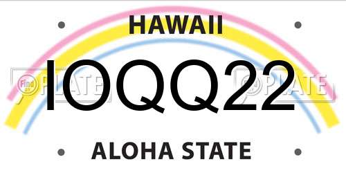 IOQQ22 Hawaii License Plate