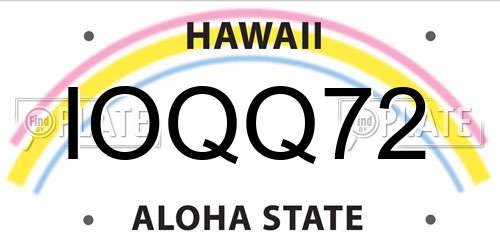 IOQQ72 Hawaii License Plate