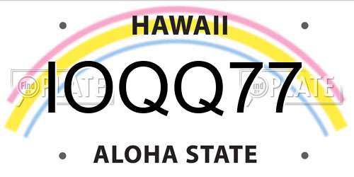 IOQQ77 Hawaii License Plate