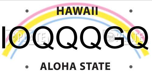 IOQQQGQ Hawaii License Plate