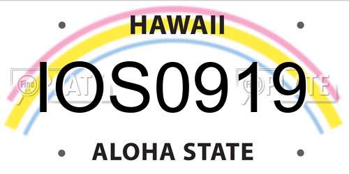 IOS0919 Hawaii License Plate