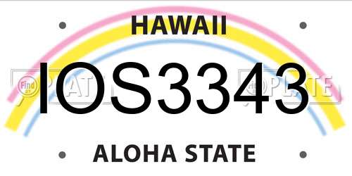 IOS3343 Hawaii License Plate