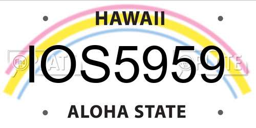 IOS5959 Hawaii License Plate