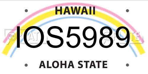 IOS5989 Hawaii License Plate