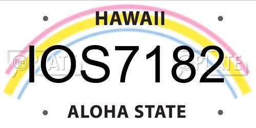 IOS7182 Hawaii License Plate