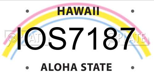 IOS7187 Hawaii License Plate