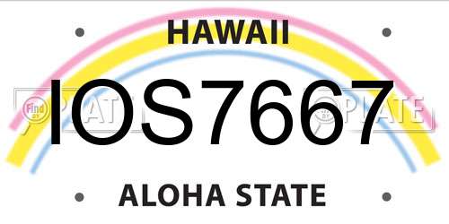 IOS7667 Hawaii License Plate