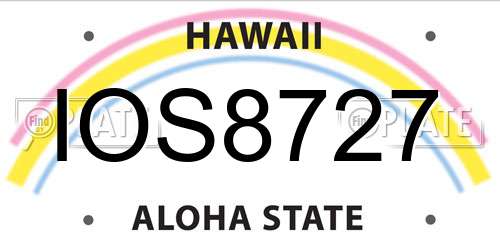 IOS8727 Hawaii License Plate