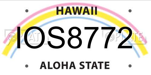 IOS8772 Hawaii License Plate