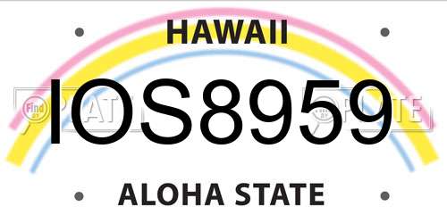 IOS8959 Hawaii License Plate