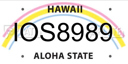 IOS8989 Hawaii License Plate