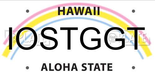 IOSTGGT Hawaii License Plate