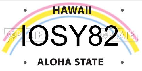 IOSY82 Hawaii License Plate