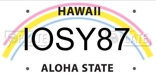 IOSY87 Hawaii License Plate