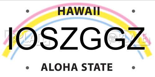 IOSZGGZ Hawaii License Plate