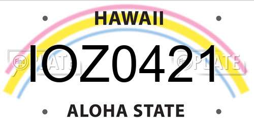 IOZ0421 Hawaii License Plate