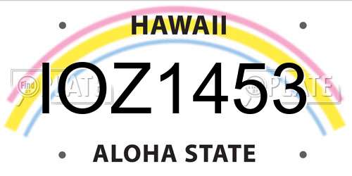 IOZ1453 Hawaii License Plate